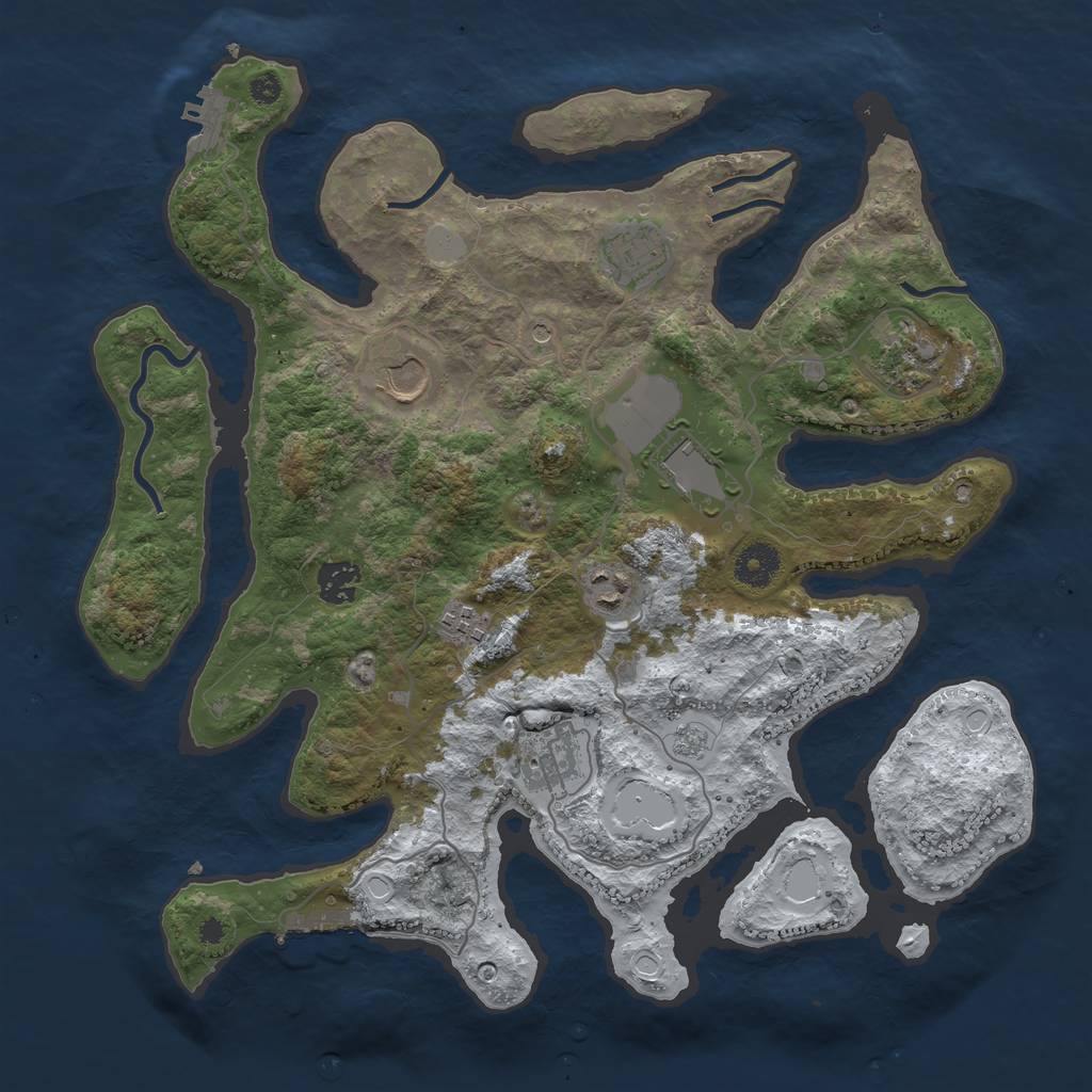 Rust Map: Procedural Map, Size: 3700, Seed: 1613709, 17 Monuments