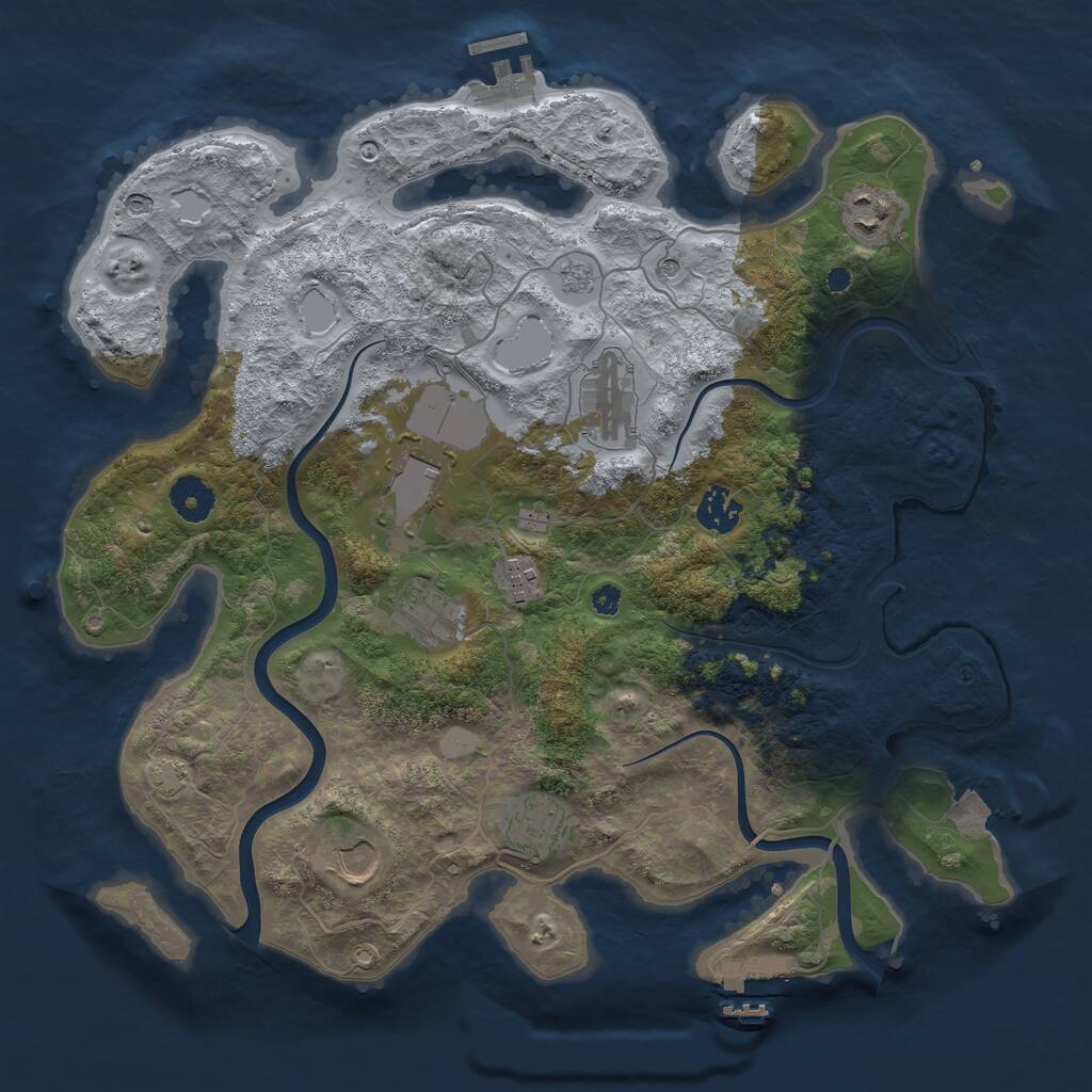 Rust Map: Procedural Map, Size: 3700, Seed: 993229693, 14 Monuments