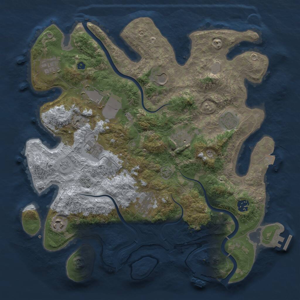 Rust Map: Procedural Map, Size: 3750, Seed: 247181825, 16 Monuments