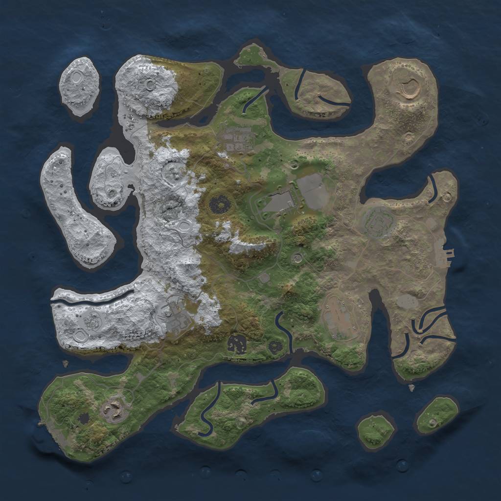 Rust Map: Procedural Map, Size: 3700, Seed: 2459236, 17 Monuments