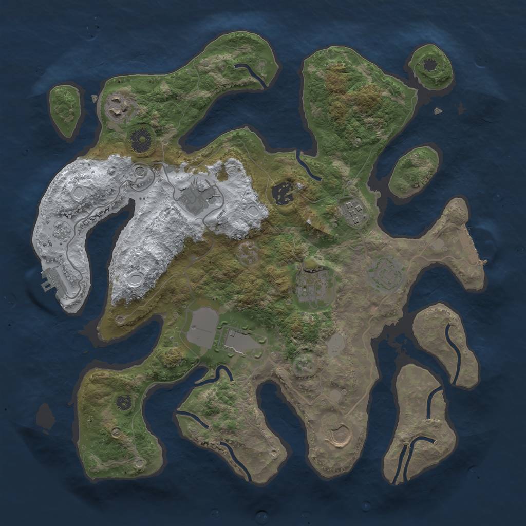 Rust Map: Procedural Map, Size: 3500, Seed: 3720168, 17 Monuments