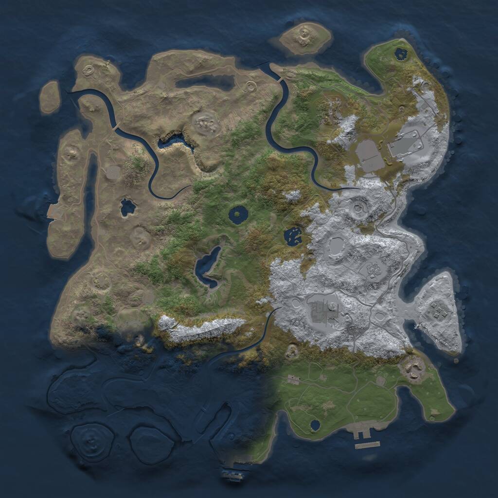 Rust Map: Procedural Map, Size: 4000, Seed: 47789875, 13 Monuments