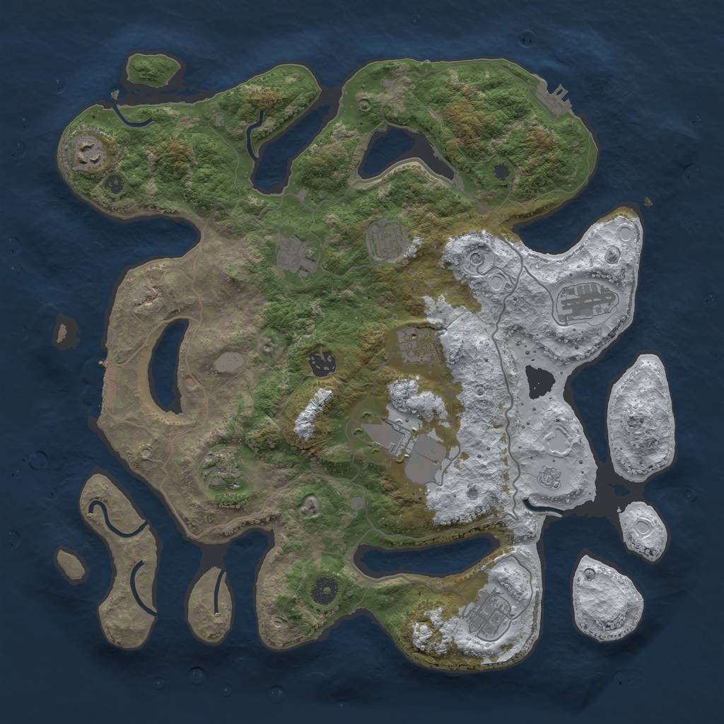 Rust Map: Procedural Map, Size: 4000, Seed: 1324314531, 18 Monuments