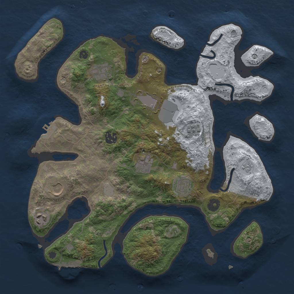 Rust Map: Procedural Map, Size: 3500, Seed: 3067956, 16 Monuments