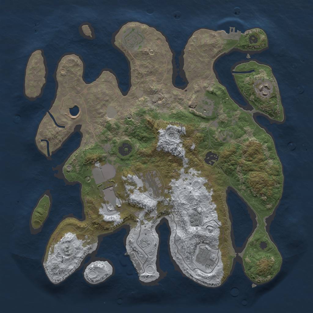 Rust Map: Procedural Map, Size: 3550, Seed: 581187, 18 Monuments