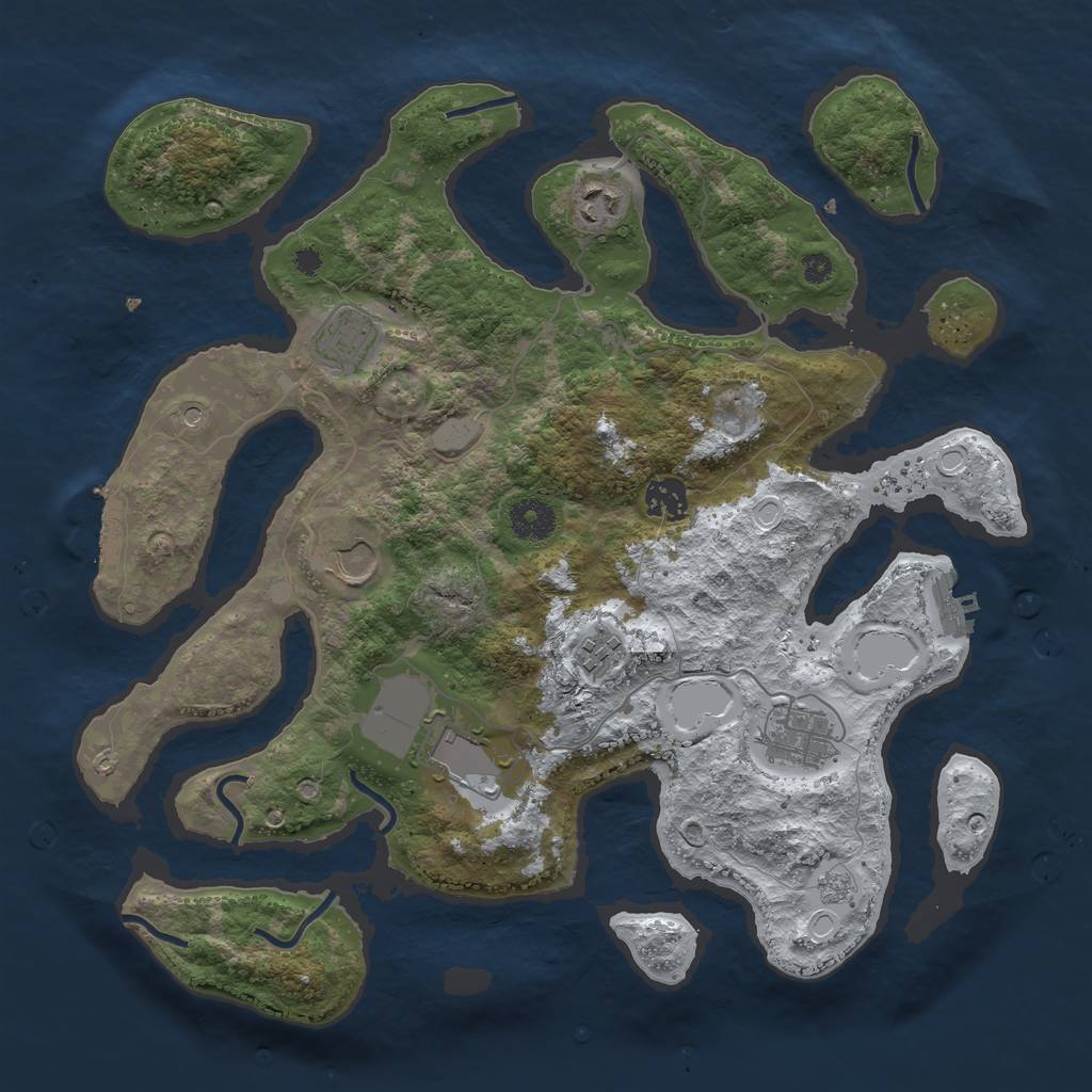 Rust Map: Procedural Map, Size: 3700, Seed: 3153184, 16 Monuments