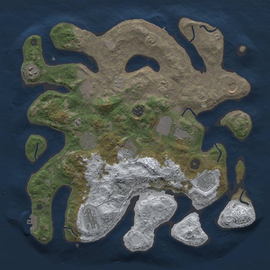 Rust Map: Procedural Map, Size: 3800, Seed: 4453226, 20 Monuments