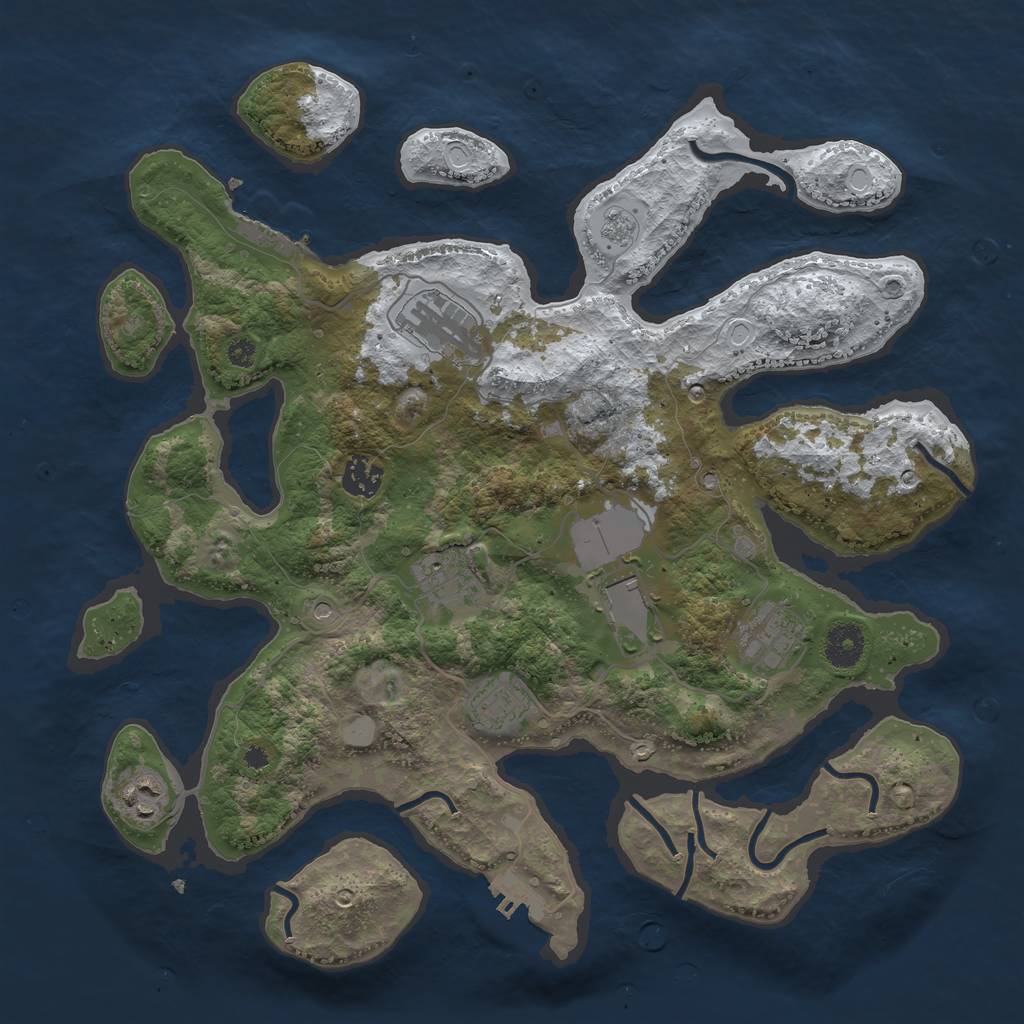 Rust Map: Procedural Map, Size: 3700, Seed: 2303206, 16 Monuments