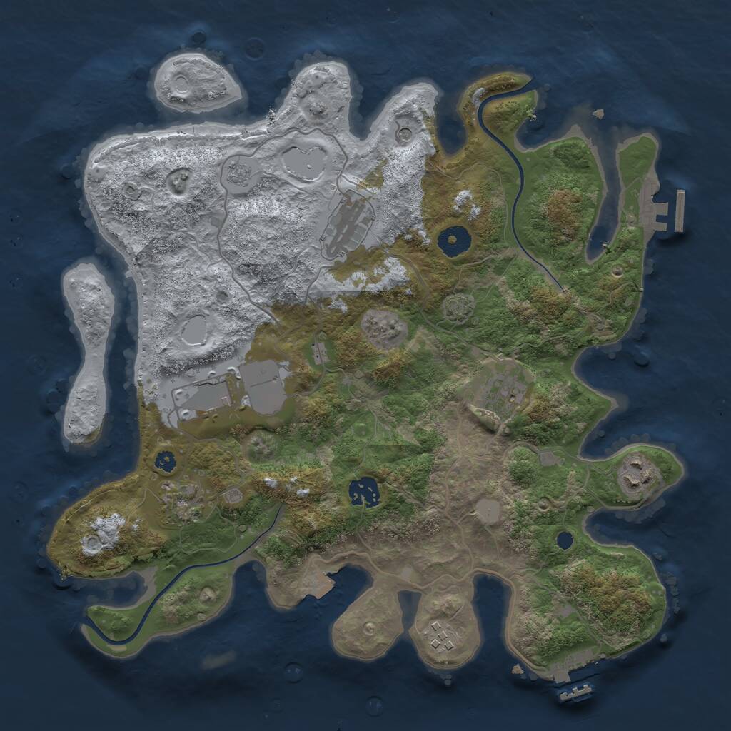 Rust Map: Procedural Map, Size: 3500, Seed: 1644122, 13 Monuments