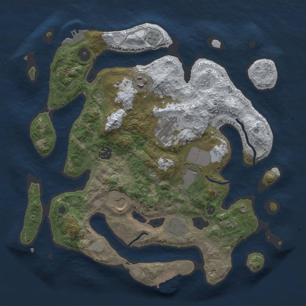 Rust Map: Procedural Map, Size: 3500, Seed: 1298773, 16 Monuments