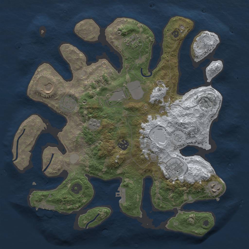 Rust Map: Procedural Map, Size: 3500, Seed: 1064448, 16 Monuments