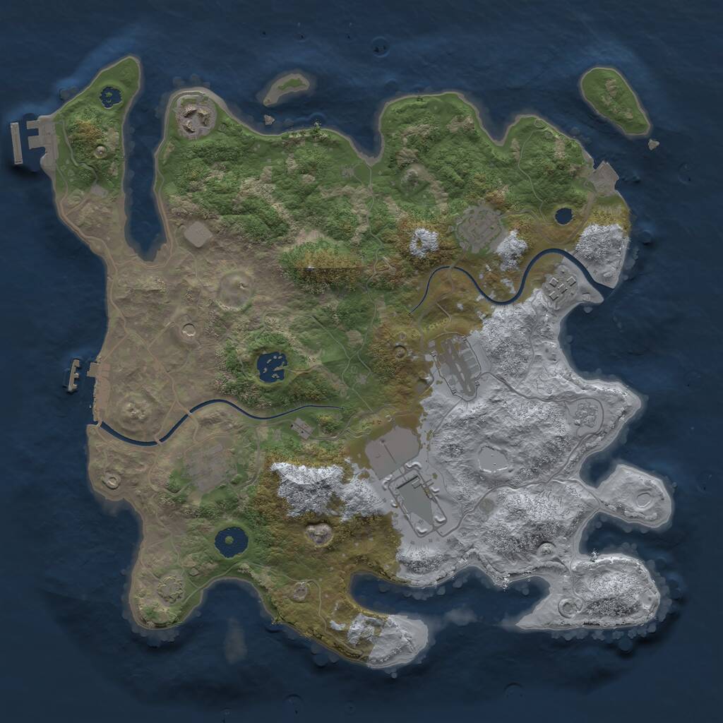 Rust Map: Procedural Map, Size: 3500, Seed: 5582485, 13 Monuments