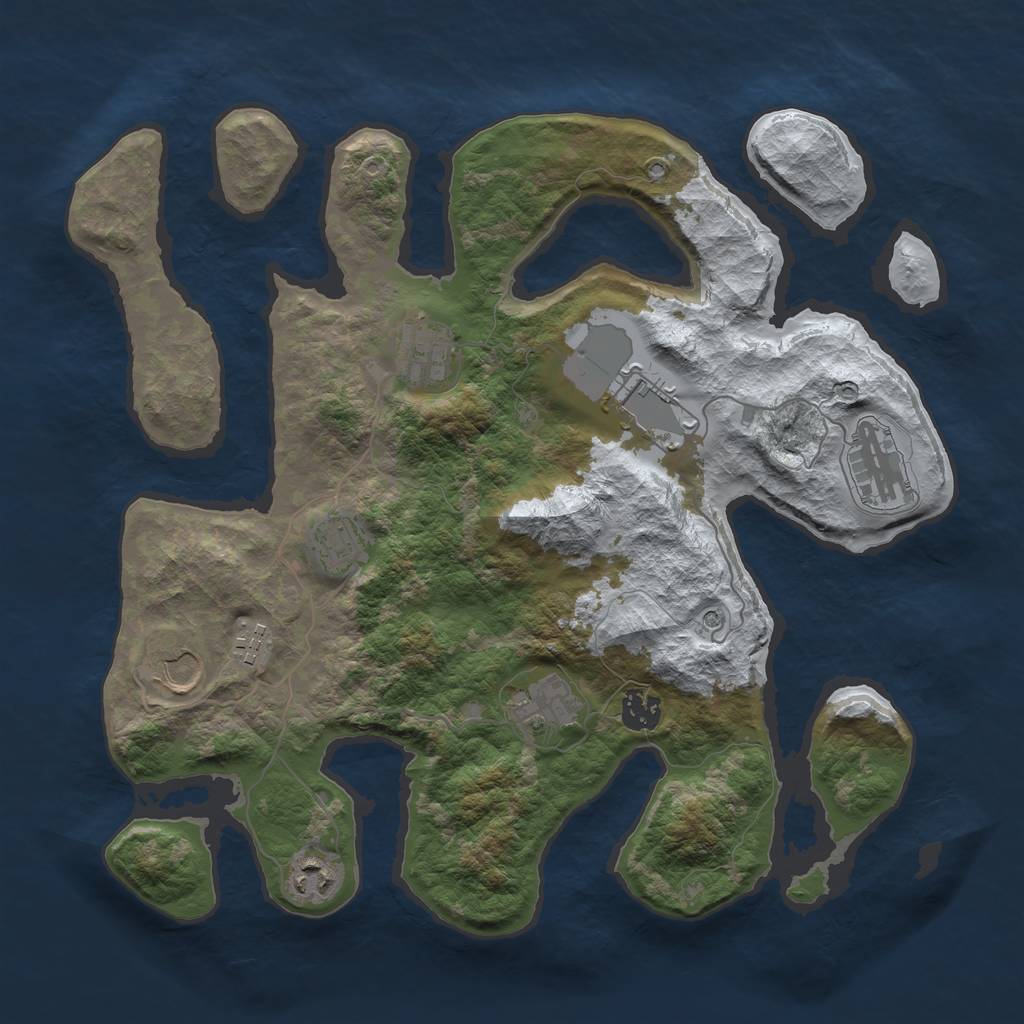 Rust Map: Barren, Size: 3700, Seed: 56091000, 12 Monuments