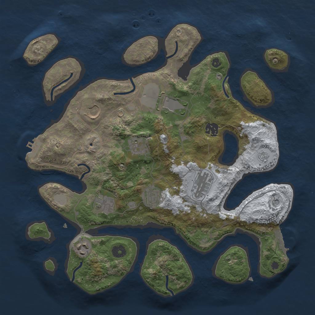 Rust Map: Procedural Map, Size: 3500, Seed: 893756307, 17 Monuments
