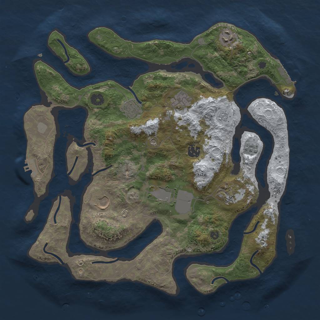 Rust Map: Procedural Map, Size: 3700, Seed: 3973111, 17 Monuments