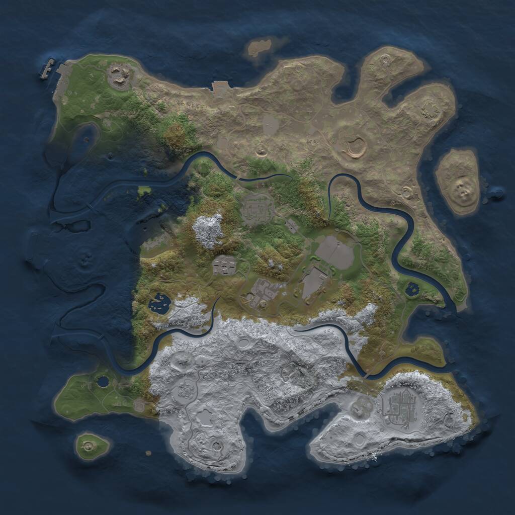 Rust Map: Procedural Map, Size: 3700, Seed: 590631, 15 Monuments