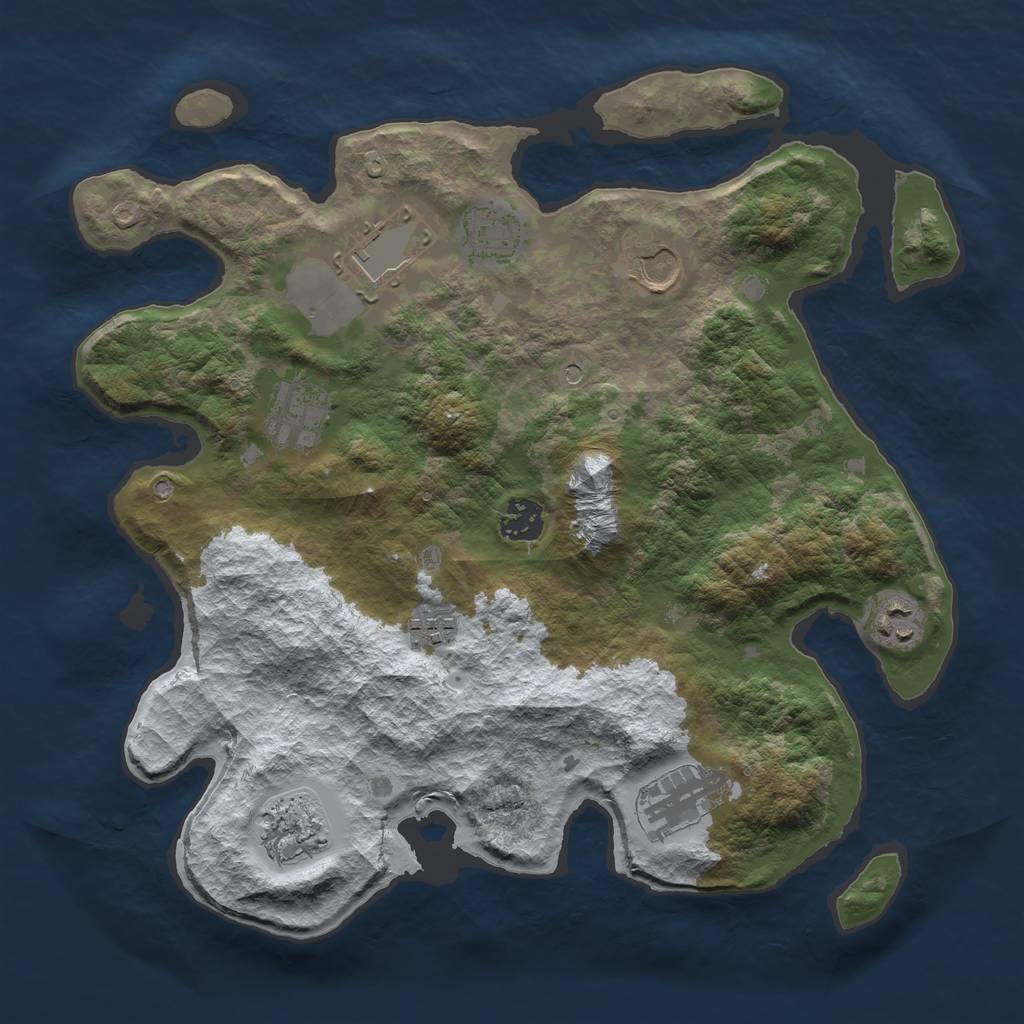 Rust Map: Barren, Size: 3500, Seed: 247037519, 12 Monuments