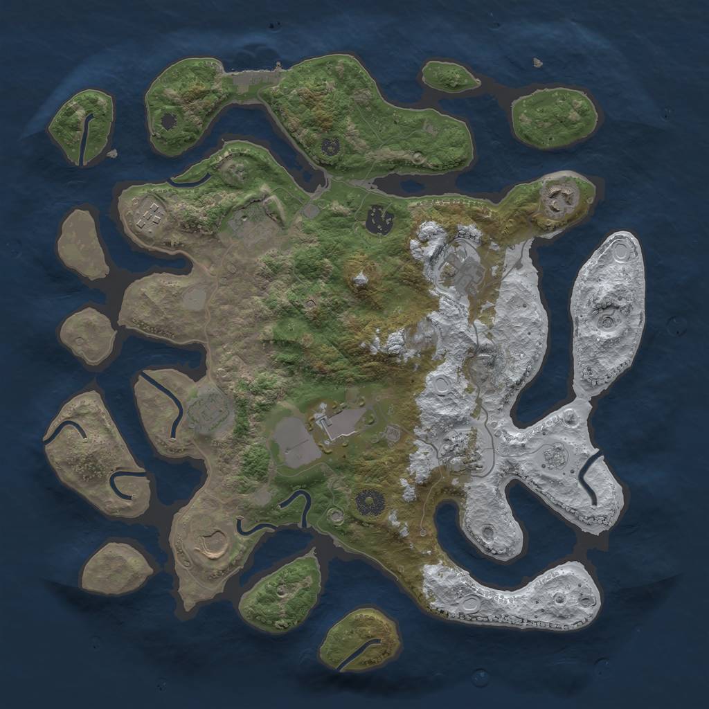 Rust Map: Procedural Map, Size: 3700, Seed: 4921118, 17 Monuments
