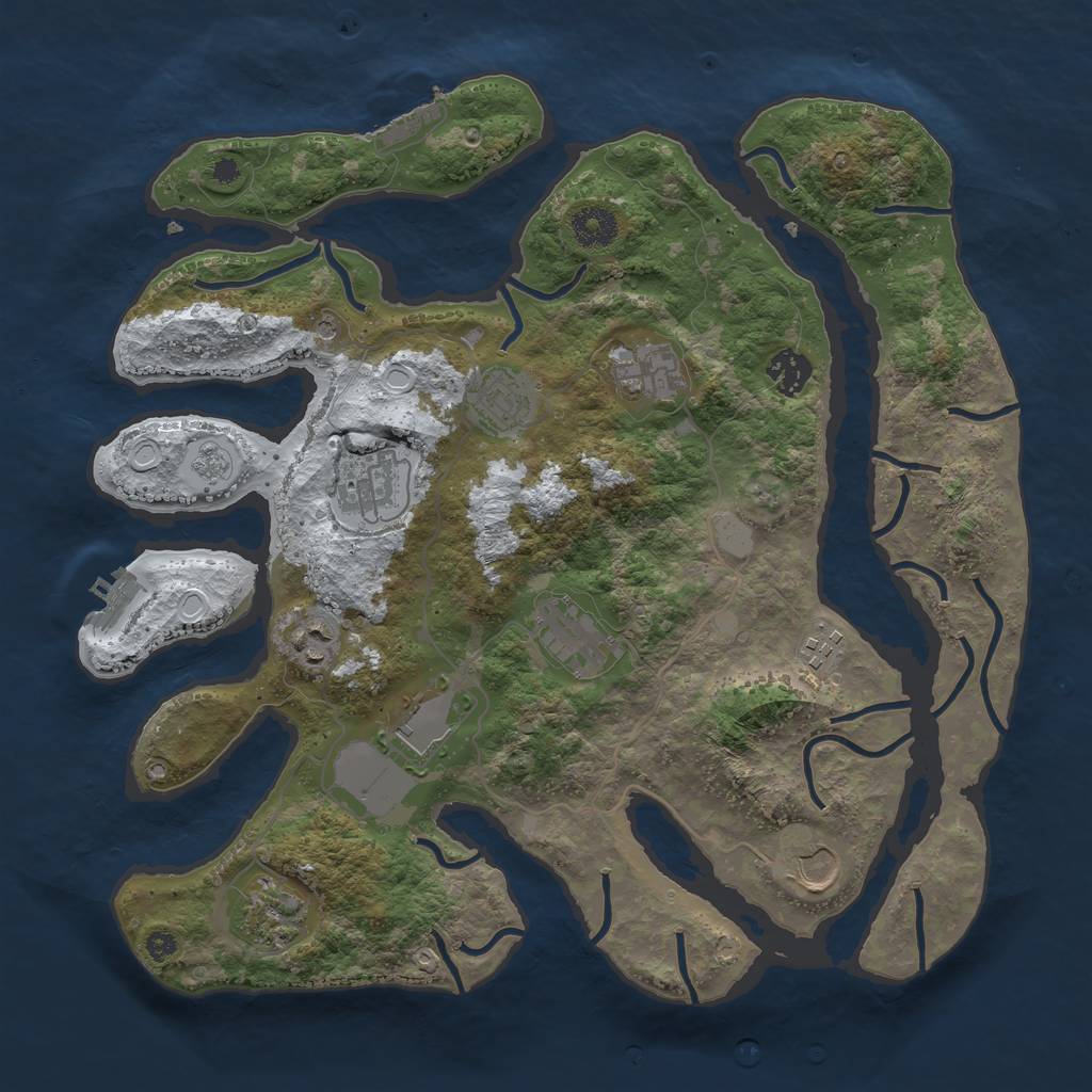 Rust Map: Procedural Map, Size: 3700, Seed: 685209345, 19 Monuments