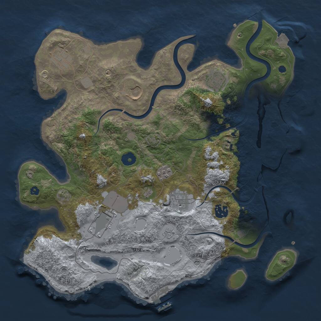 Rust Map: Procedural Map, Size: 3500, Seed: 919065, 13 Monuments