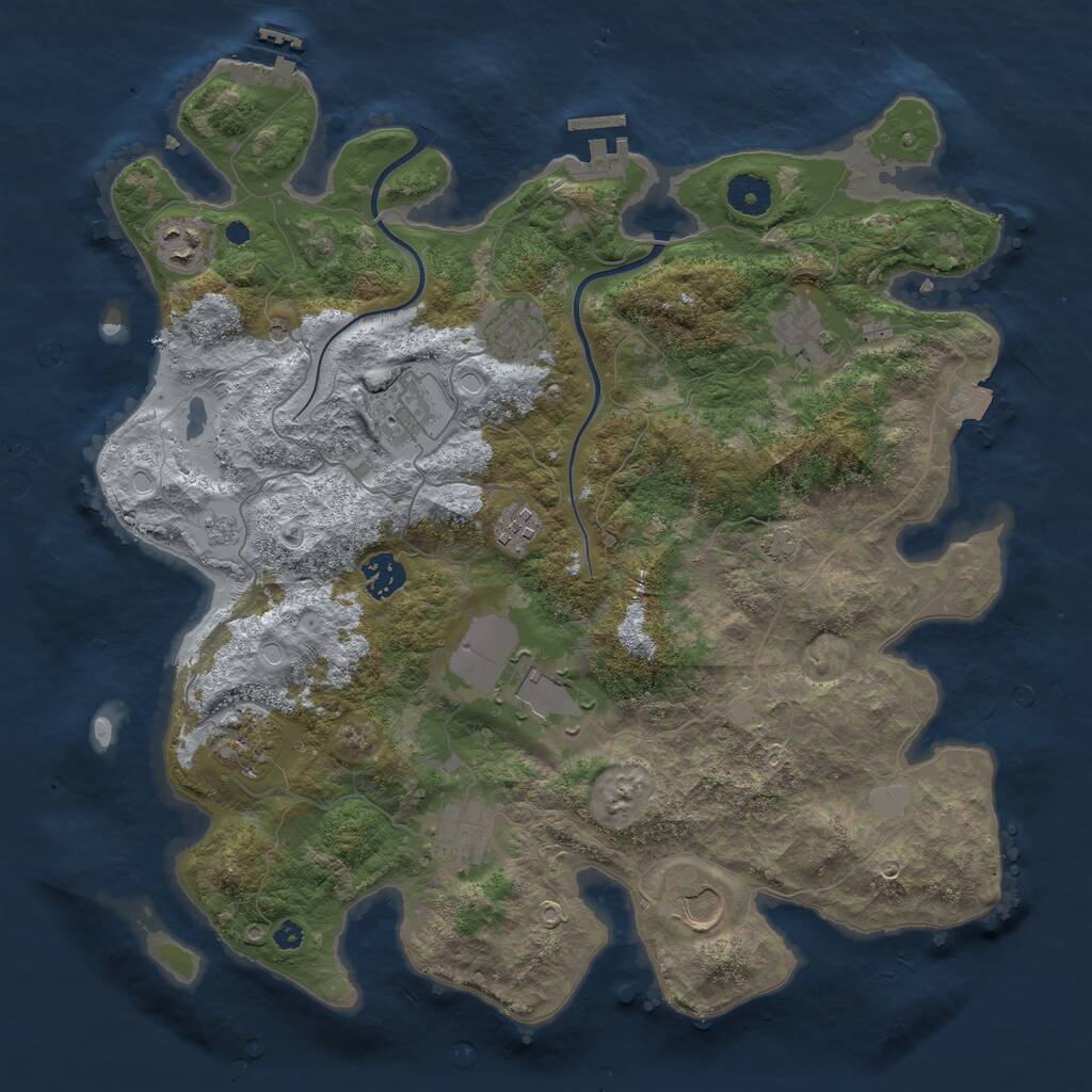 Rust Map: Procedural Map, Size: 3800, Seed: 1200498689, 16 Monuments