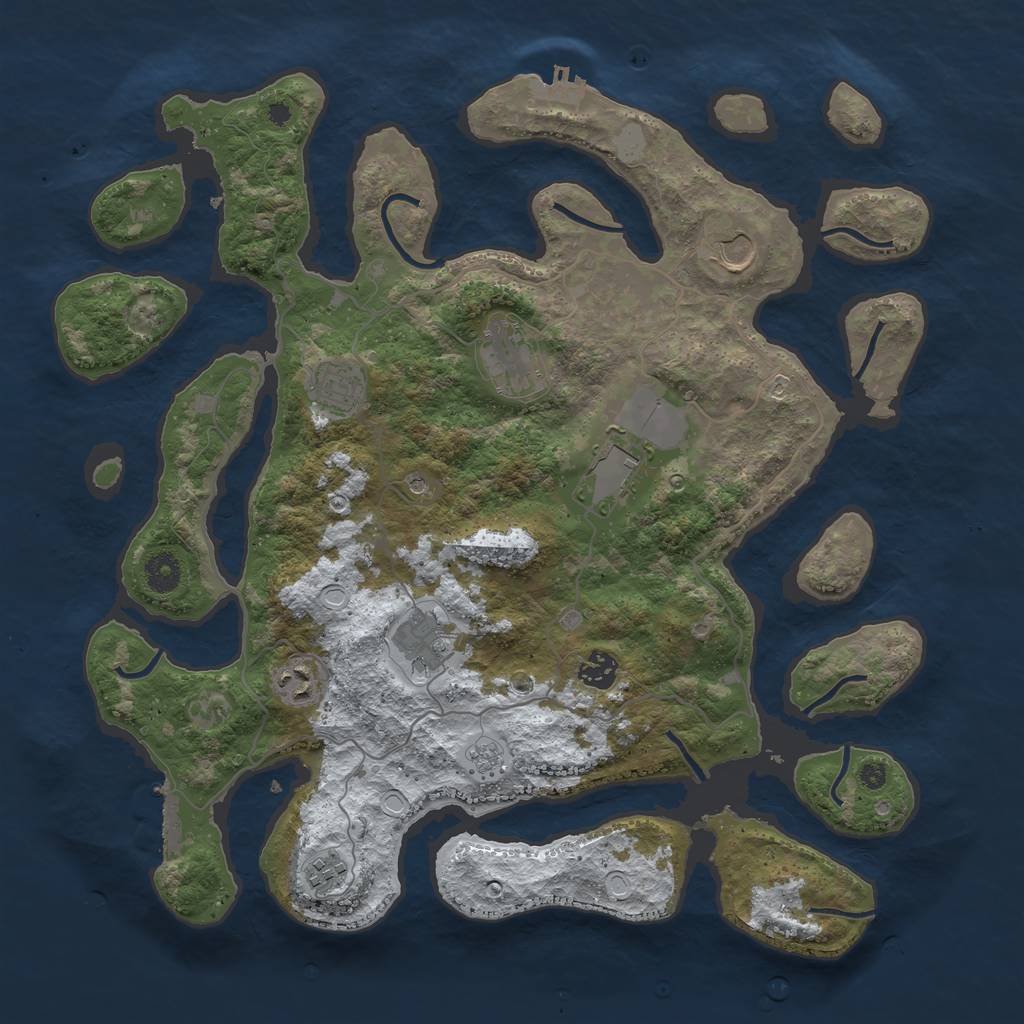 Rust Map: Procedural Map, Size: 4000, Seed: 915105, 17 Monuments