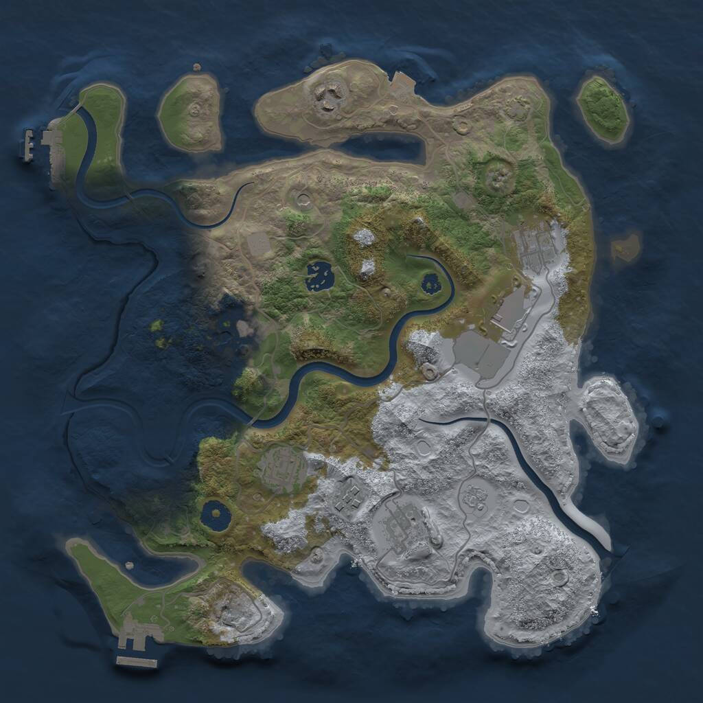 Rust Map: Procedural Map, Size: 3500, Seed: 448675684, 14 Monuments