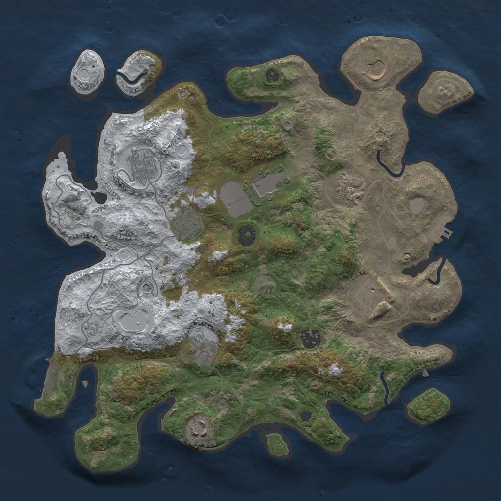 Rust Map: Procedural Map, Size: 3700, Seed: 4398172, 18 Monuments