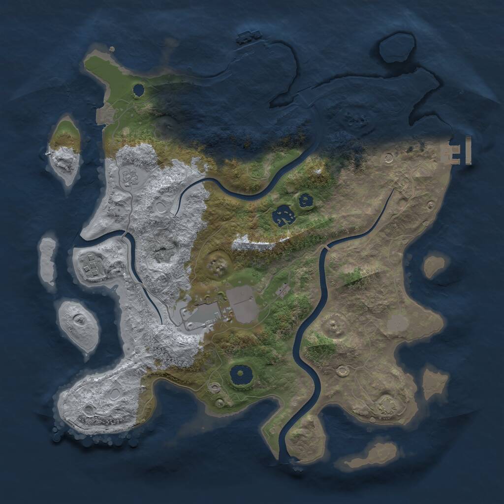 Rust Map: Procedural Map, Size: 3500, Seed: 4083454, 9 Monuments
