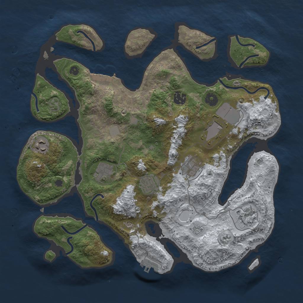 Rust Map: Procedural Map, Size: 3500, Seed: 2229090, 16 Monuments