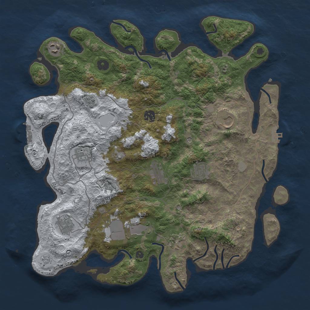Rust Map: Procedural Map, Size: 4000, Seed: 542858, 19 Monuments