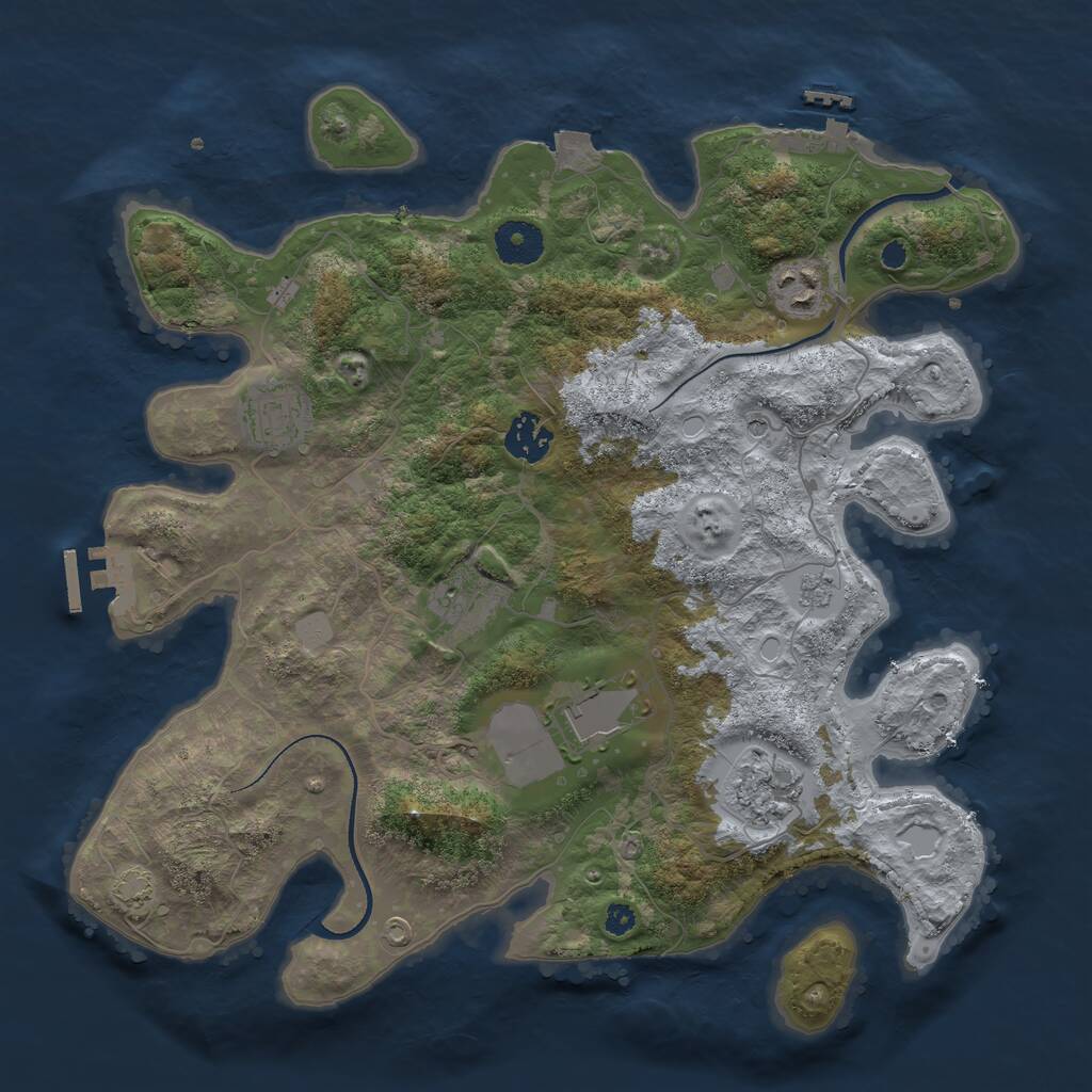Rust Map: Procedural Map, Size: 3500, Seed: 1247790864, 12 Monuments