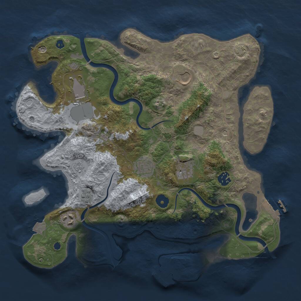 Rust Map: Procedural Map, Size: 3500, Seed: 2339247, 13 Monuments