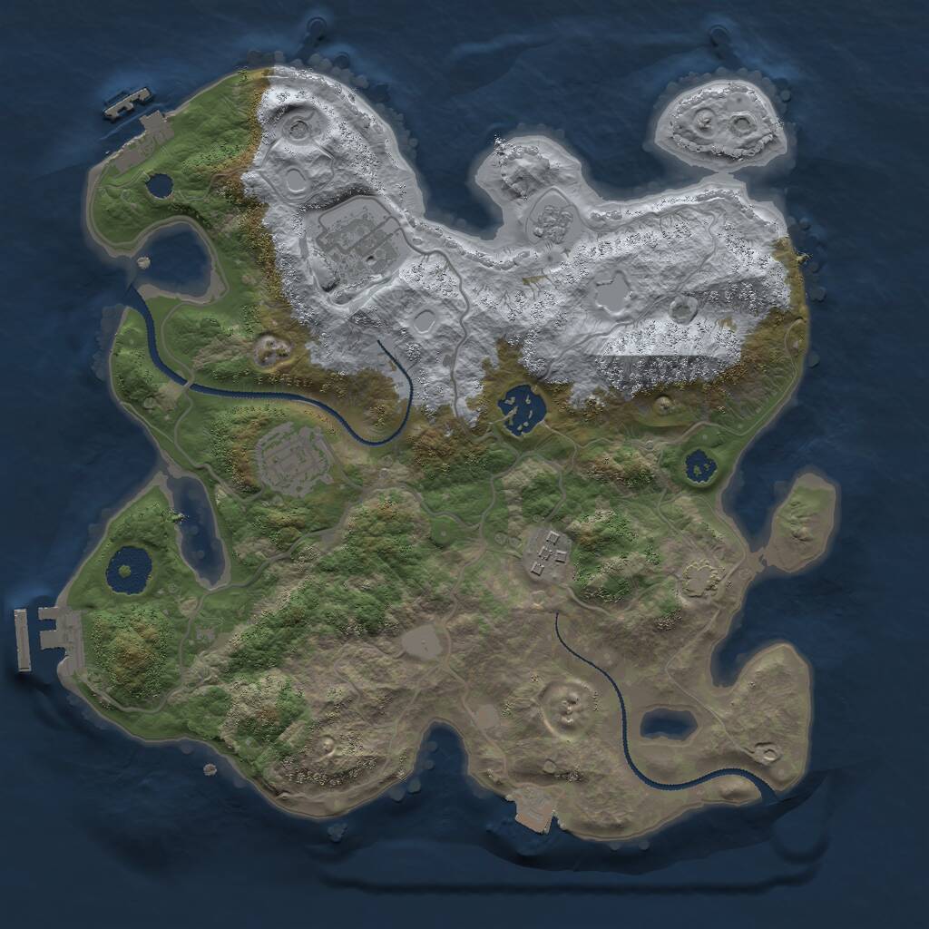 Rust Map: Procedural Map, Size: 3000, Seed: 1795594195, 10 Monuments
