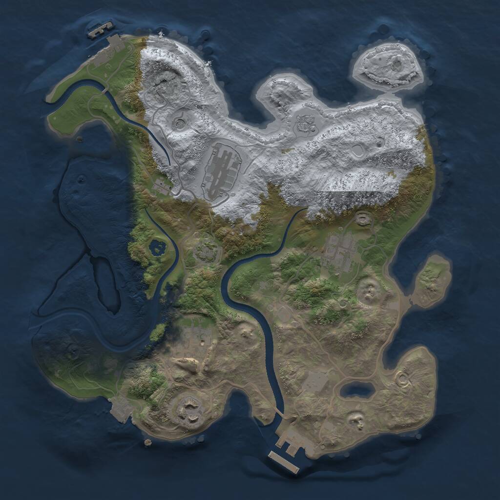 Rust Map: Procedural Map, Size: 3000, Seed: 1795594195, 10 Monuments