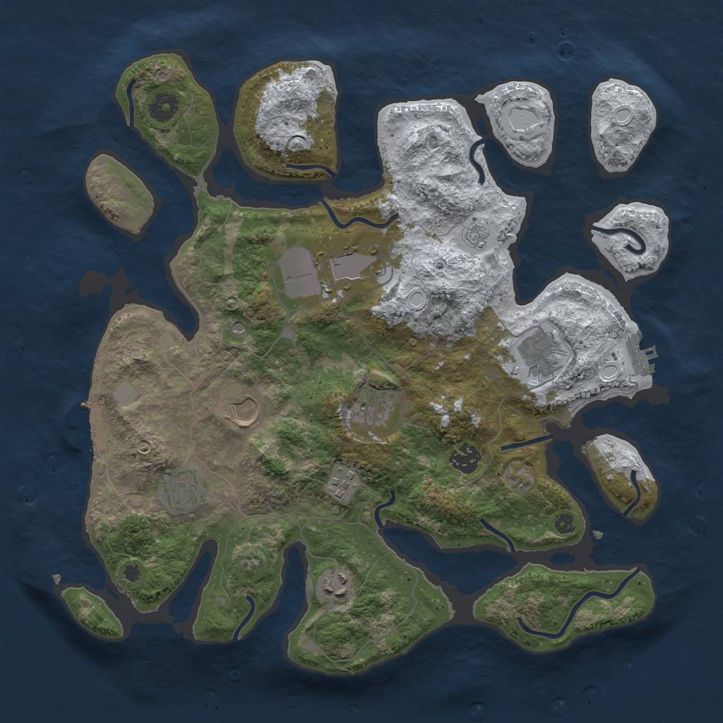 Rust Map: Procedural Map, Size: 3700, Seed: 4153630, 17 Monuments