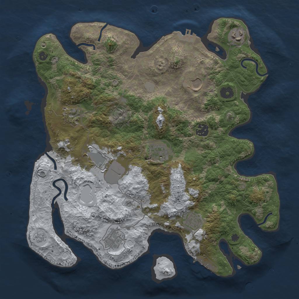 Rust Map: Procedural Map, Size: 3500, Seed: 2660517, 17 Monuments