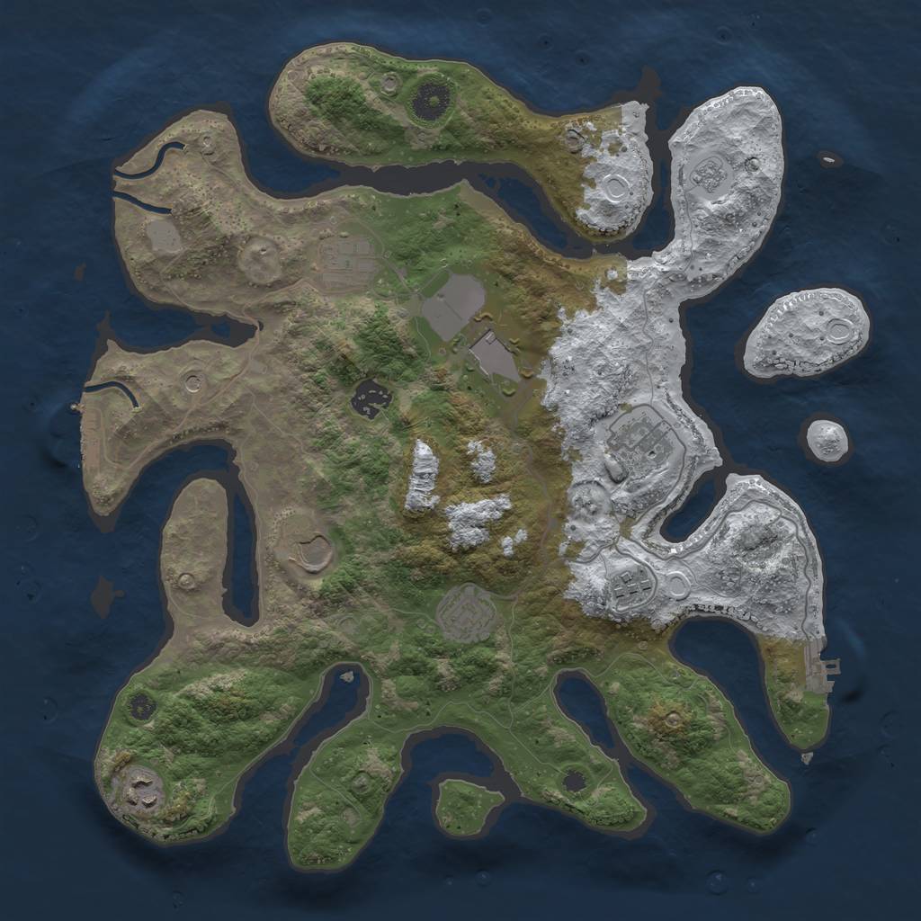 Rust Map: Procedural Map, Size: 3700, Seed: 4378482, 17 Monuments