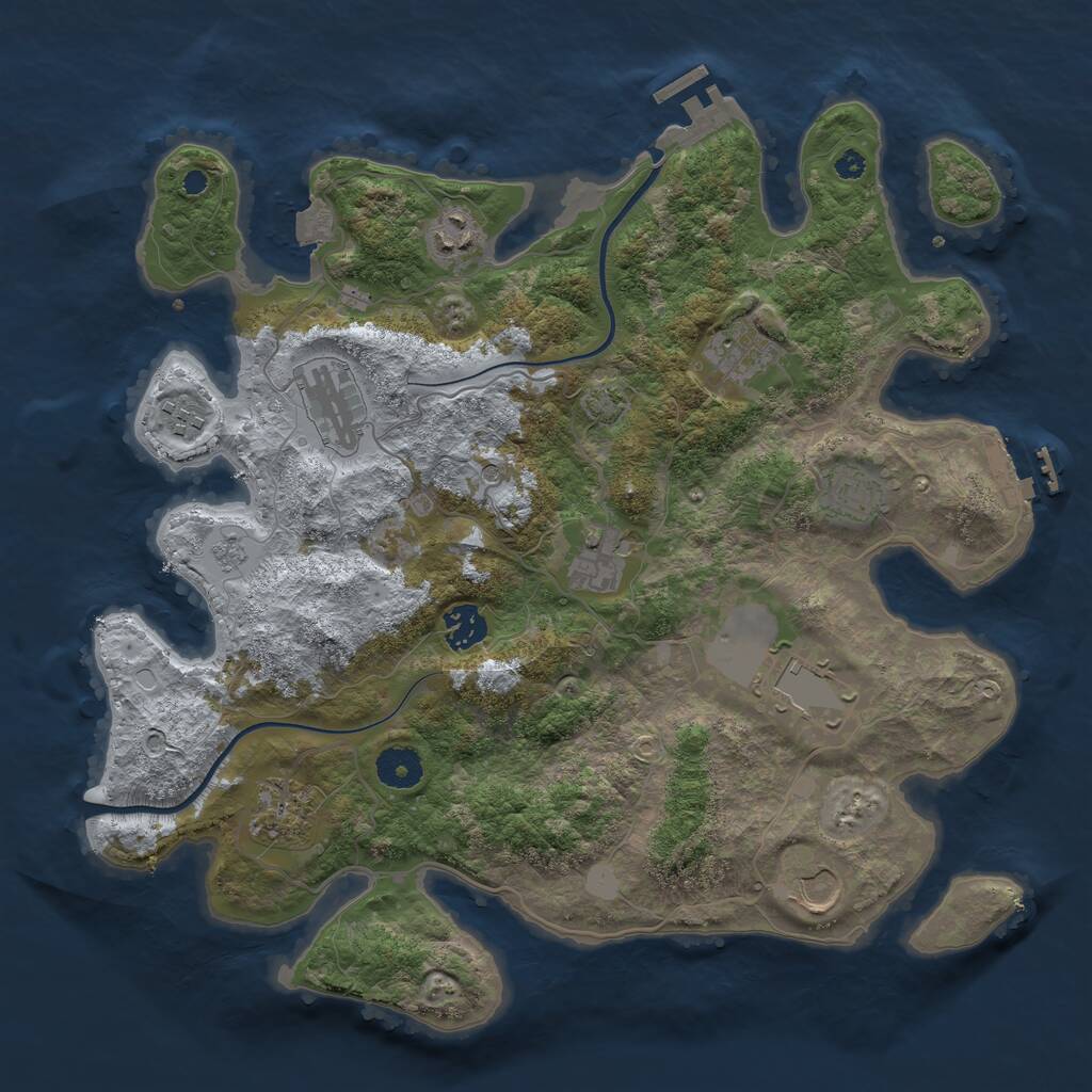 Rust Map: Procedural Map, Size: 3700, Seed: 4026995, 16 Monuments