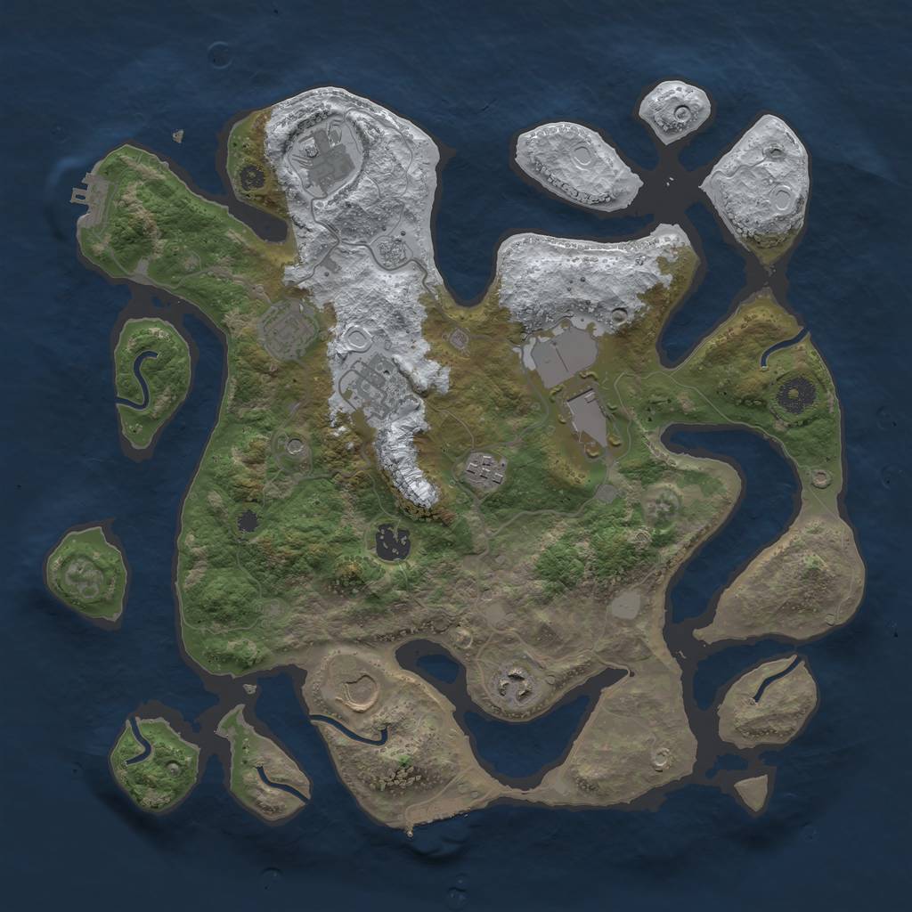 Rust Map: Procedural Map, Size: 3700, Seed: 5359105, 17 Monuments