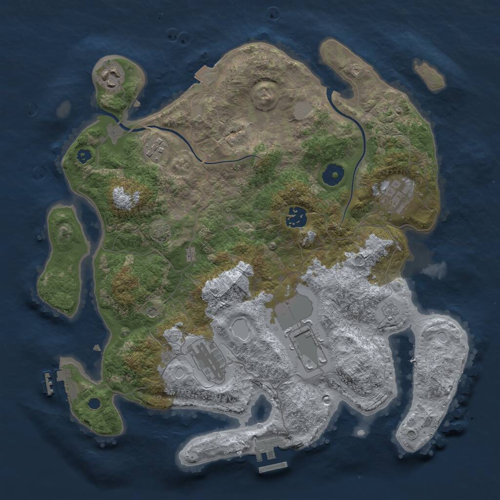 Rust Map: Procedural Map, Size: 3500, Seed: 4934135, 12 Monuments