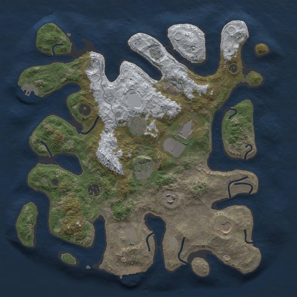 Rust Map: Procedural Map, Size: 3700, Seed: 3168257, 17 Monuments