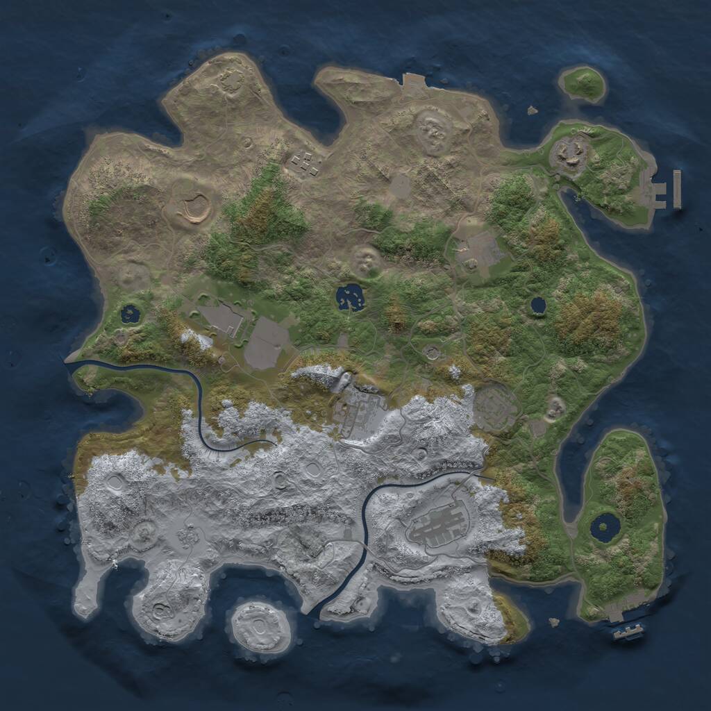 Rust Map: Procedural Map, Size: 3700, Seed: 2745310, 15 Monuments