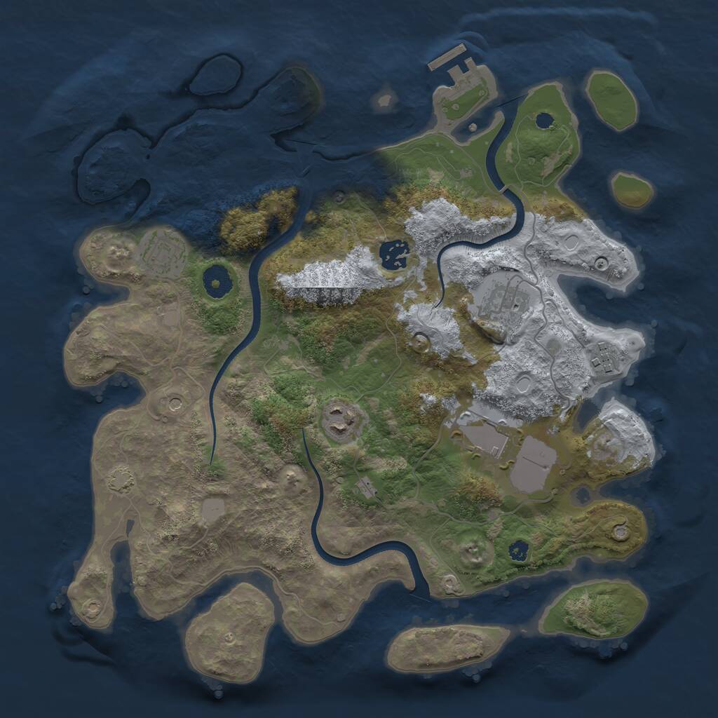 Rust Map: Procedural Map, Size: 3500, Seed: 4464998, 10 Monuments