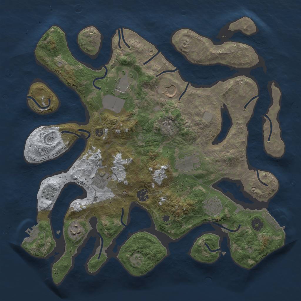 Rust Map: Procedural Map, Size: 3700, Seed: 3222463, 16 Monuments