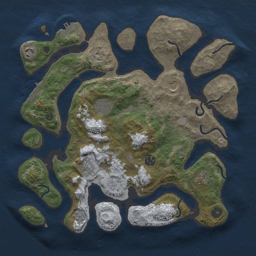 Rust Map: Procedural Map, Size: 3500, Seed: 3721187, 16 Monuments