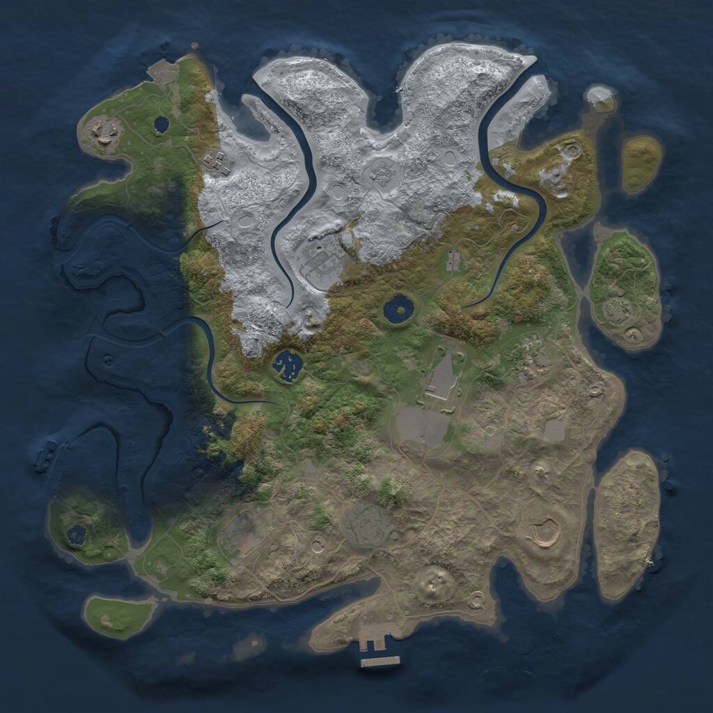 Rust Map: Procedural Map, Size: 3700, Seed: 3762814, 15 Monuments