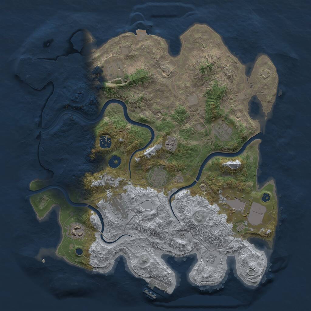 Rust Map: Procedural Map, Size: 3700, Seed: 2185816, 14 Monuments