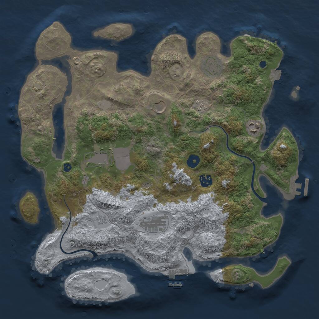 Rust Map: Procedural Map, Size: 3700, Seed: 6261120, 13 Monuments