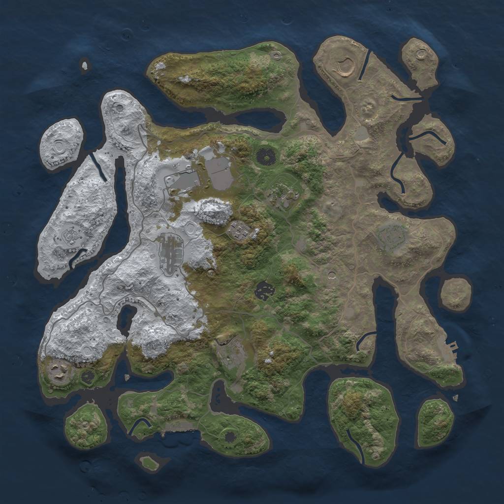Rust Map: Procedural Map, Size: 4000, Seed: 23923, 18 Monuments
